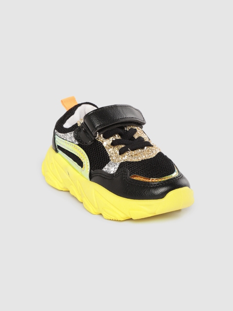 

Hoppipola Girls Black & Yellow Glitter Sneakers