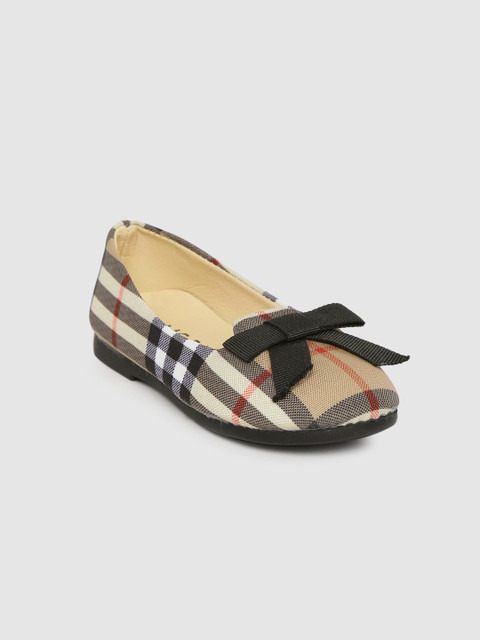 

Hoppipola Girls Khaki & Black Checked Ballerinas