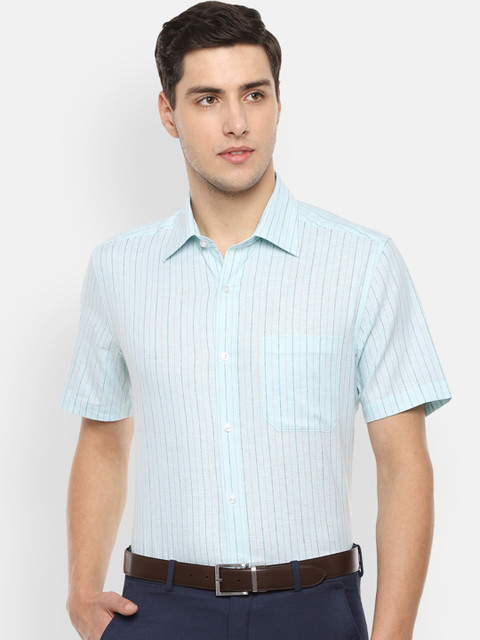 

Louis Philippe Men Blue Classic Regular Fit Striped Formal Shirt