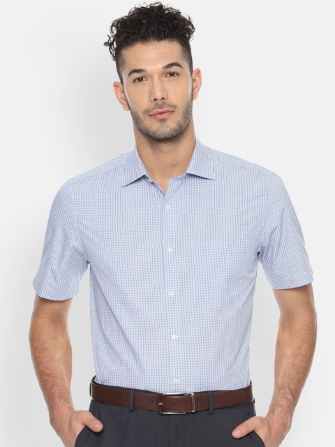 

Louis Philippe Men Blue & White Classic Regular Fit Checked Formal Shirt