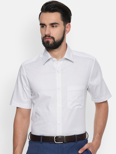 

Louis Philippe Men White & Grey Regular Fit Printed Formal Shirt