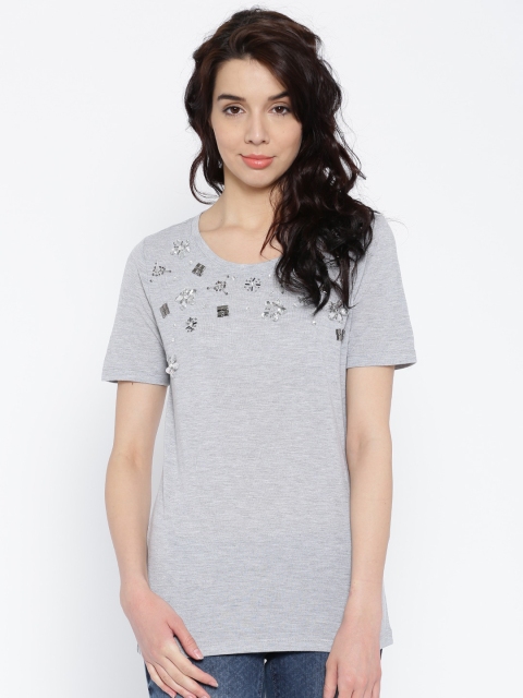 

ONLY Grey Melange Embellished Top