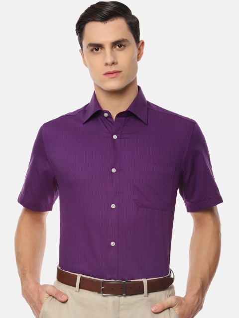 

Louis Philippe Men Purple Classic Regular Fit Striped Formal Shirt