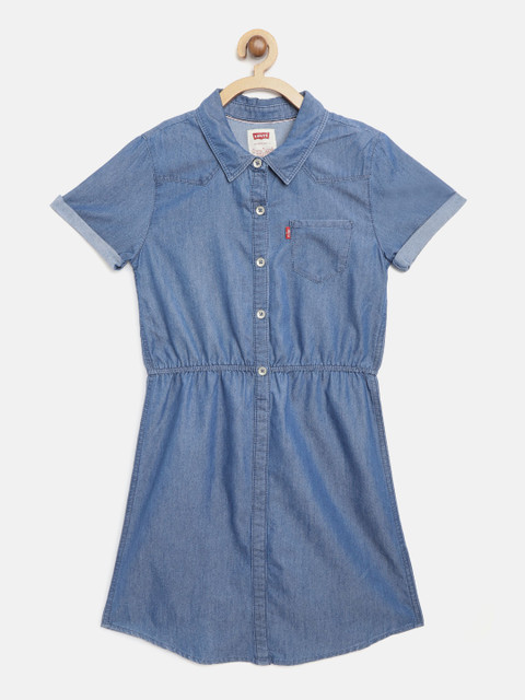 

Levis Girls Blue Solid Denim Shirt Dress