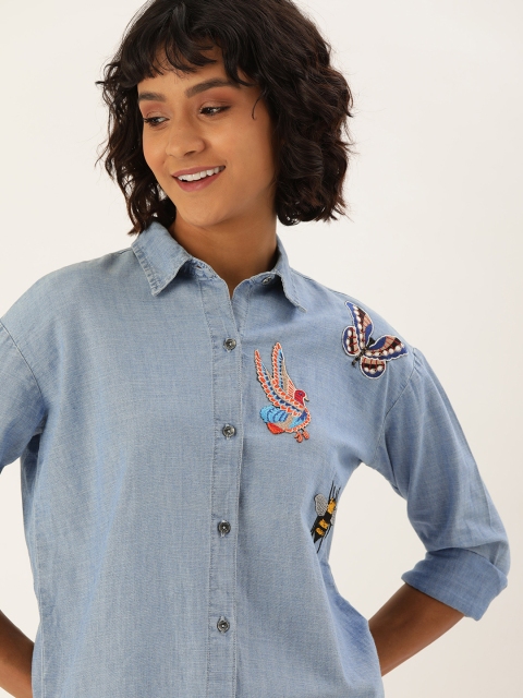 

Lee Cooper Women Blue Regular Fit Printed Casual Shirt