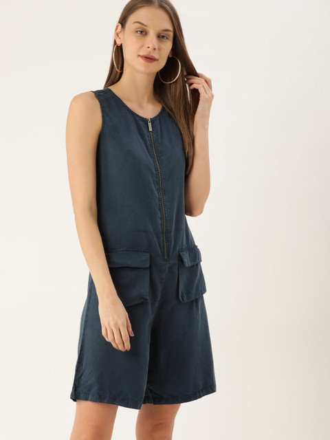 

Lee Cooper Women Navy Blue Solid Basic Jumpsuit