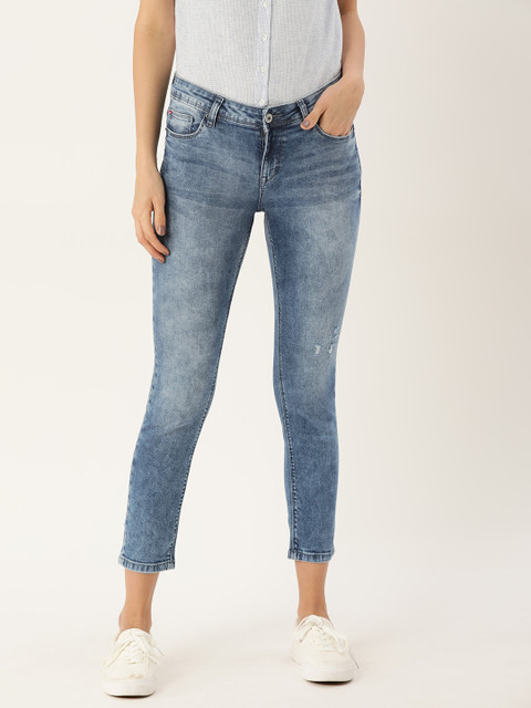 

Lee Cooper Women Blue Slim Fit Mid-Rise Low Distress Stretchable Jeans