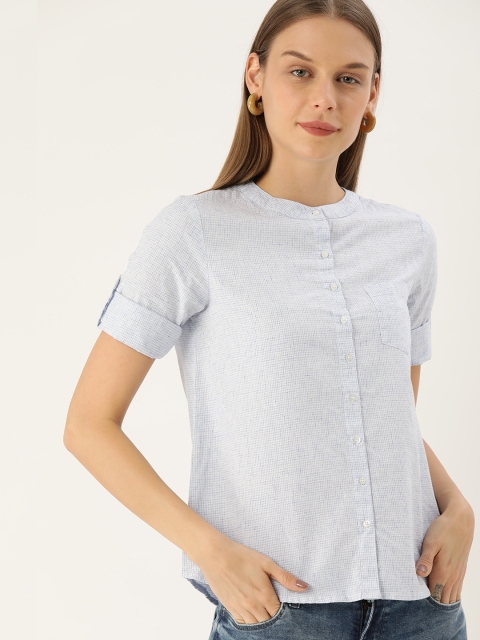 

Lee Cooper Women Blue Regular Fit Checked Casual Shirt