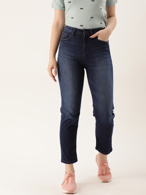 

Lee Cooper Women Blue Boyfriend Fit High-Rise Clean Look Stretchable Cropped Jeans
