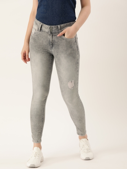

Lee Cooper Women Grey Super Skinny Fit High-Rise Low Distress Stretchable Jeans