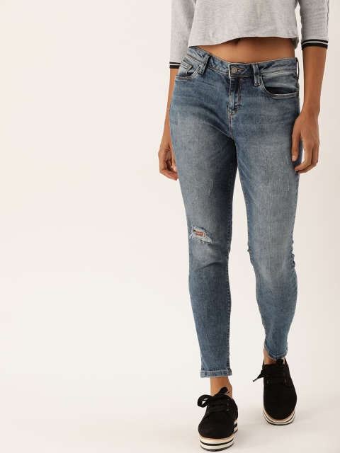 

Lee Cooper Women Blue Slim Fit Mid-Rise Low Distress Stretchable Jeans
