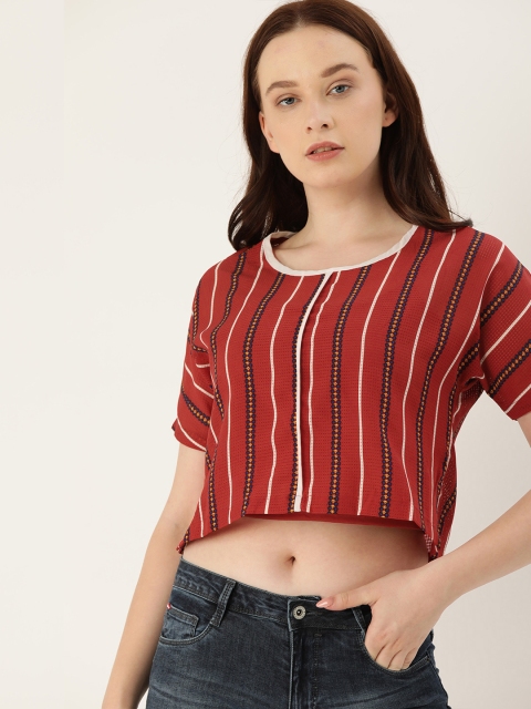

Lee Cooper Women Red And White Striped Top