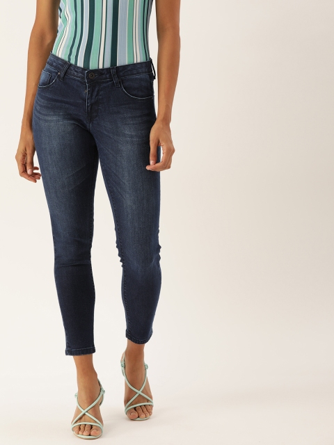 

Lee Cooper Women Blue Annie Slim Fit Mid-Rise Clean Look Stretchable Cropped Jeans