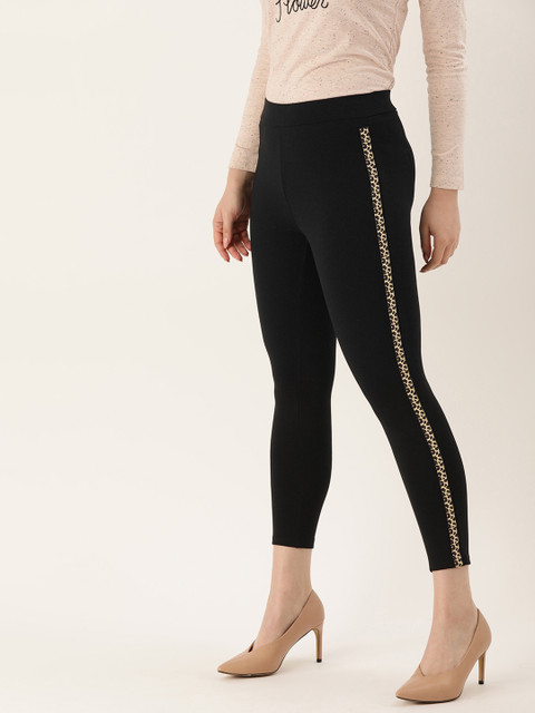 

Lee Cooper Women Black Solid Treggings with Side Panels