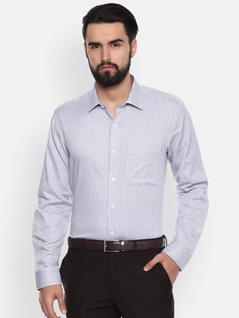 

Louis Philippe Men White & Blue Striped Classic Slim Fit Formal Shirt