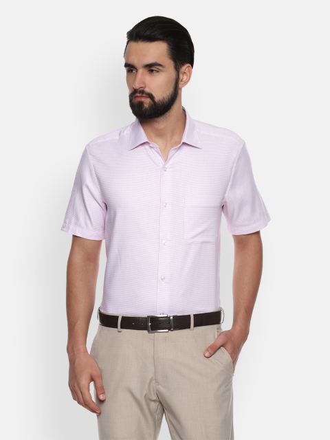 

Louis Philippe Men White & Pink Classic Fit Ditsy Geometric Print Formal Shirt