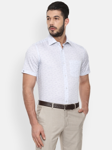 

Louis Philippe Men Grey & White Classic Fit Printed Formal Shirt