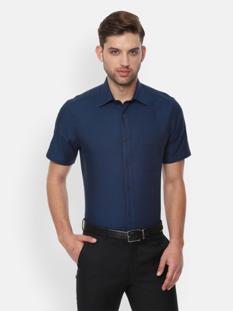 

Louis Philippe Men Navy Blue Self Design Classic Regular Fit Formal Shirt