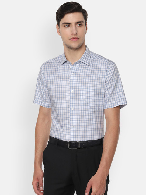 

Louis Philippe Men Blue & White Classic Fit Checked Formal Shirt