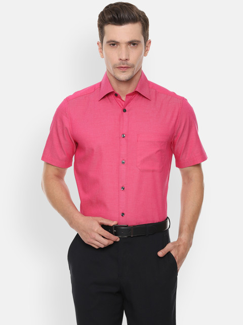 

Louis Philippe Men Coral Pink Classic Fit Solid Formal Shirt