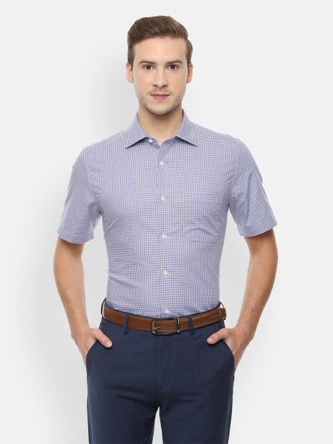 

Louis Philippe Men Blue & White Classic Fit Self Design Formal Shirt