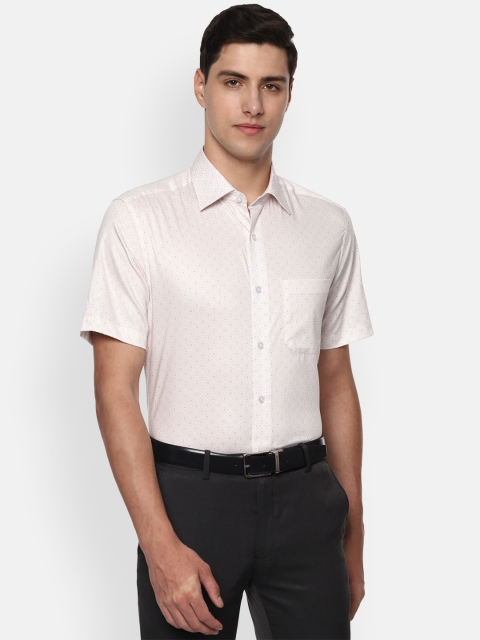 

Louis Philippe Men Off-White & Purple Classic Fit Ditsy Ethnic Print Formal Shirt