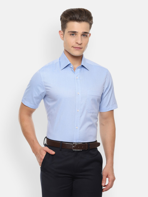 

Louis Philippe Men Blue Self Design Classic Fit Formal Shirt