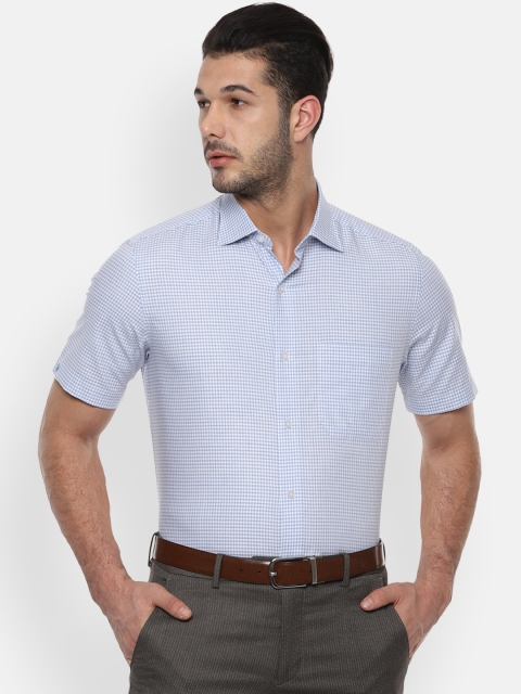 

Louis Philippe Men Blue & White Classic Fit Micro Checks Formal Shirt
