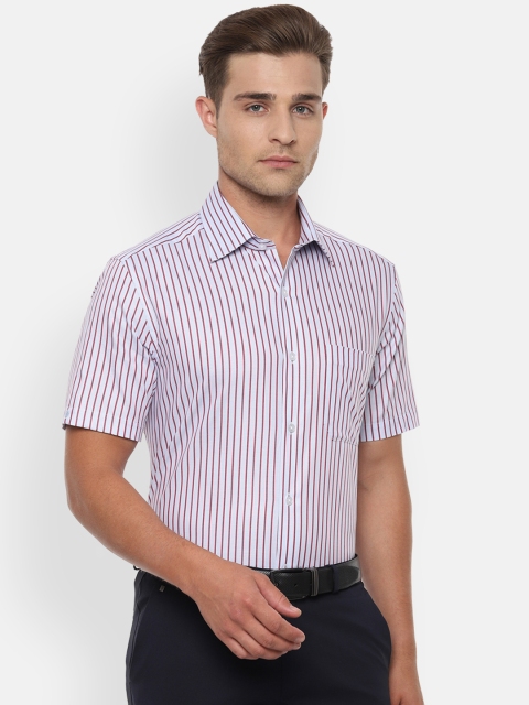 

Louis Philippe Men White & Red Striped Classic Regular Fit Formal Shirt