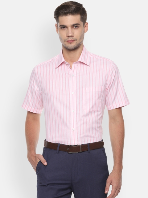 

Louis Philippe Men Pink & White Classic Fit Striped Formal Shirt