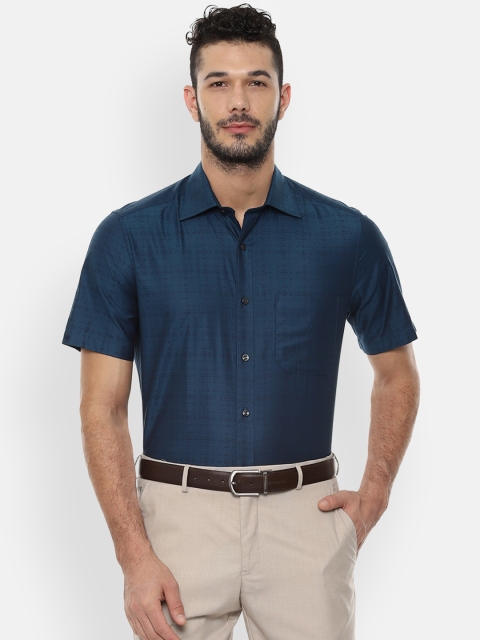 

Louis Philippe Men Navy Blue Classic Fit Self Design Formal Shirt
