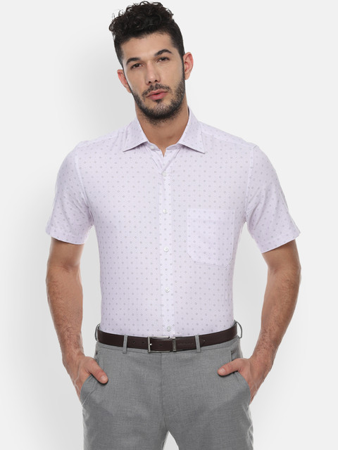 

Louis Philippe Men White & Purple Classic Fit Ditsy Print Formal Shirt