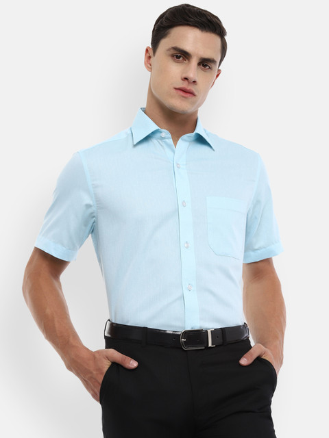 

Louis Philippe Men Blue Micro Self Design Regular Fit Formal Shirt
