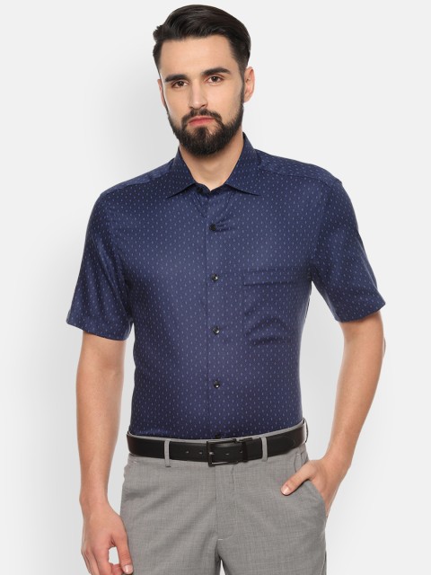 

Louis Philippe Men Navy Blue Micro Self Design Classic Regular Fit Formal Shirt