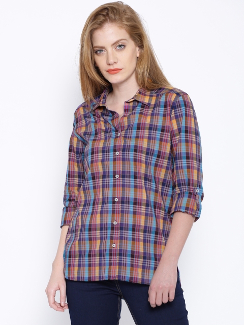 

Tokyo Talkies Purple Checked Casual Shirt