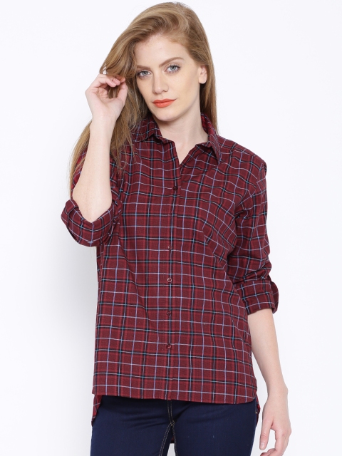

Tokyo Talkies Maroon Checked Casual Shirt