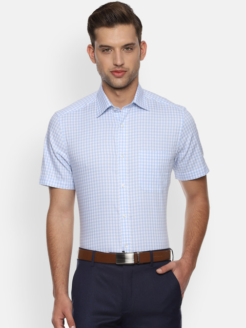 

Louis Philippe Men Blue & White Classic Fit Checked Formal Shirt