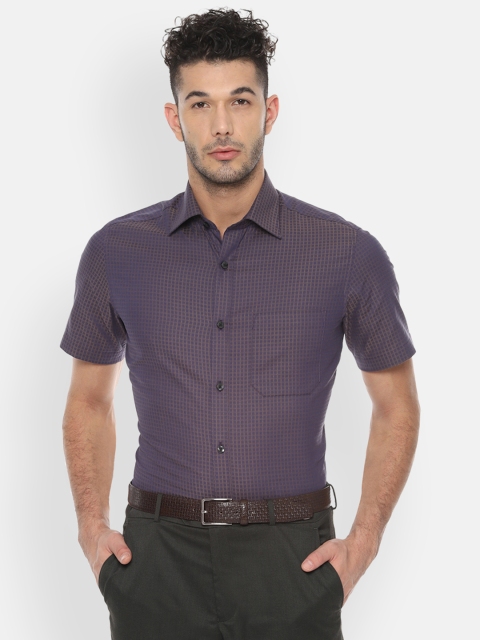 

Louis Philippe Men Purple Classic Fit Checked Formal Shirt