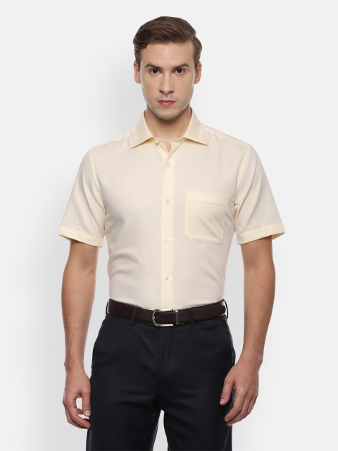 

Louis Philippe Men Cream-Coloured Self Design Formal Shirt, Yellow