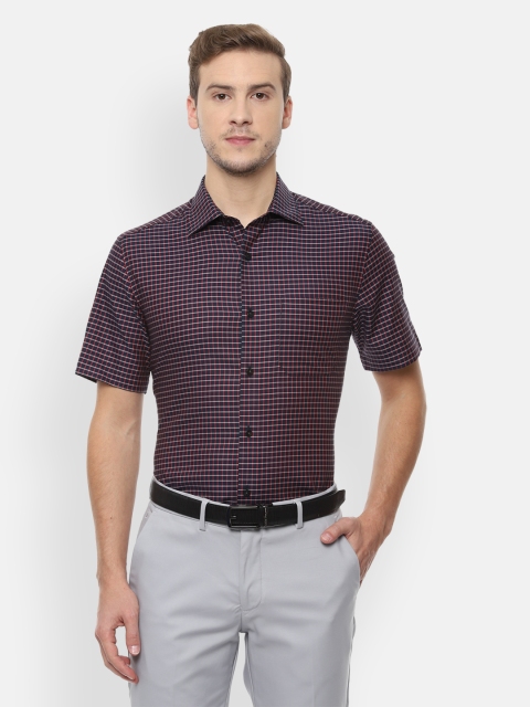 

Louis Philippe Men Navy Blue & Red Classic Fit Checked Formal Shirt