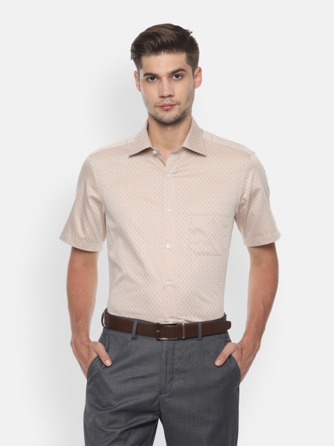 

Louis Philippe Men Beige Classic Fit Self-Design Formal Shirt