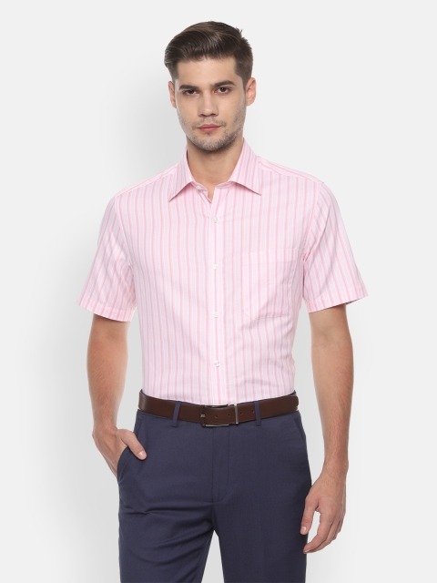 

Louis Philippe Men Pink Classic Fit Striped Formal Shirt