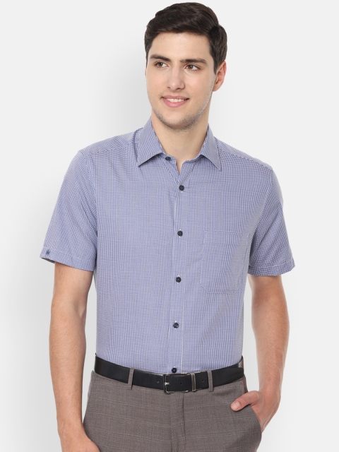 

Louis Philippe Men Blue & White Checked Formal Shirt