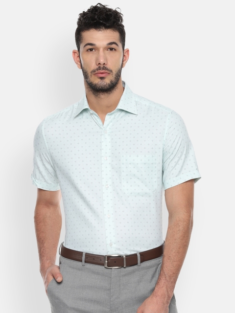 

Louis Philippe Men Sea Green & Blue Micro Ditsy Printed Formal Shirt