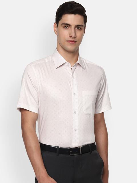 

Louis Philippe Men Cream-Coloured & Maroon Geometric Printed Formal Shirt
