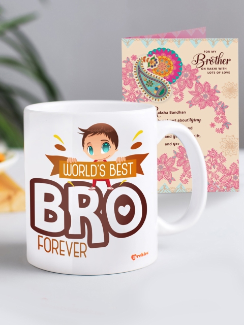 

Archies White & Brown Printed Ceramic Raksha Bandhan Mug Gift Combo