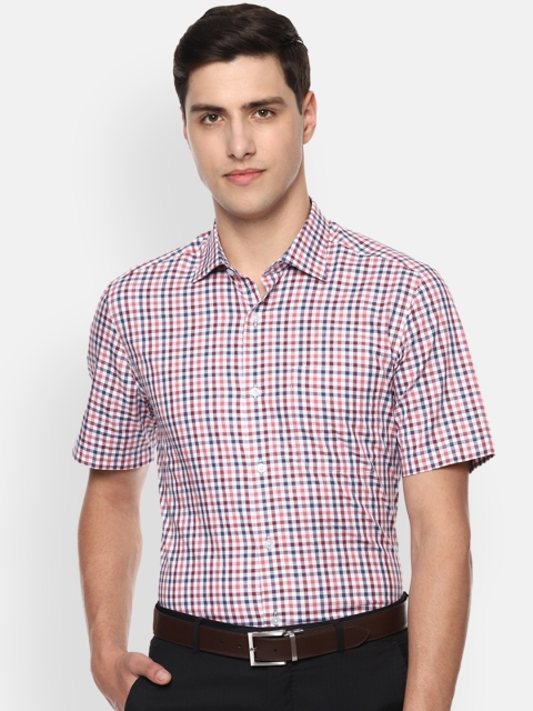 

Louis Philippe Men Pink & Off-White Regular Fit Checked Formal Shirt