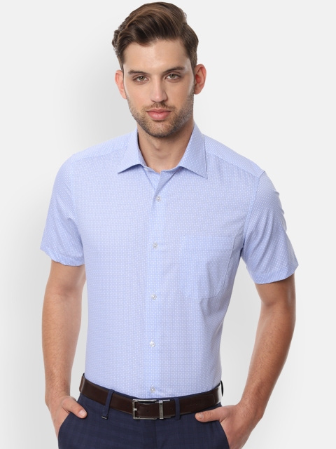 

Louis Philippe Men Blue & White Regular Fit Printed Formal Shirt