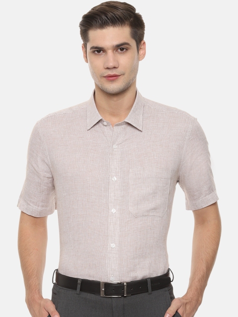 

Louis Philippe Men Beige Classic Slim Fit Self Design Formal Shirt