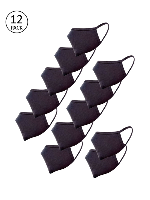 

nestroots Unisex 12 Pcs Black 2 Ply Reusable Anti-Pollution & Anti-Dust Cloth Masks